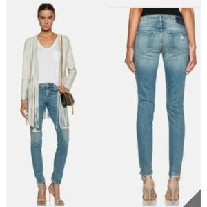 AMO Stix Soulmate Destroy Womens Size 25 Distressed Light‎ Wash Skinny Leg Denim